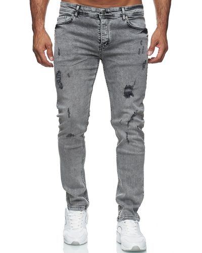 Reslad Basic - Jeanshose Männer Stretch Denim Jeans-Hose Slim Fit - Weiß