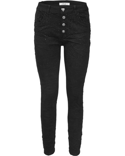 Jewelly Regular-fit- Jeans mit Schwarzen Strass Applikationen