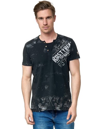 Rusty Neal T-Shirt im coolen Used-Look-Design - Schwarz