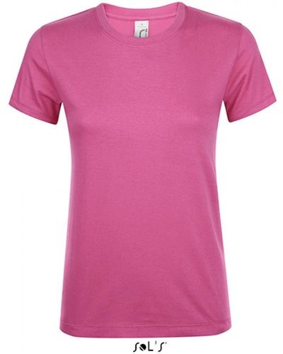 Sol's Rundhalsshirt Regent T-Shirt / Halbgekämmte ringgesponnene Baumwolle - Pink