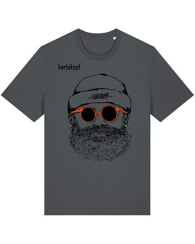 karlskopf Print-Shirt Rundhalsshirt Basic HIPSTER - Grau