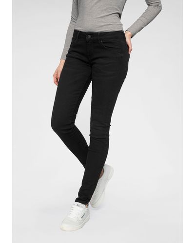 Pepe Jeans Pepe Skinny-fit-Jeans SOHO im 5-Pocket-Stil mit 1-Knopf Bund und Stretch-Anteil - Schwarz