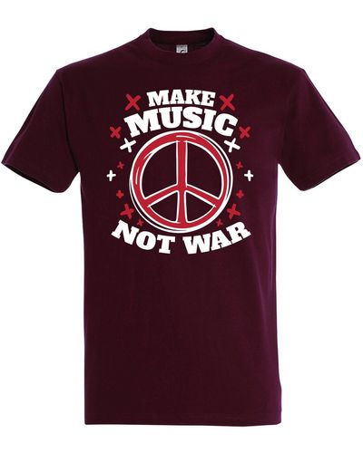 Youth Designz T- "Make Music Not War" Shirt mit trendigem Frontprint - Rot
