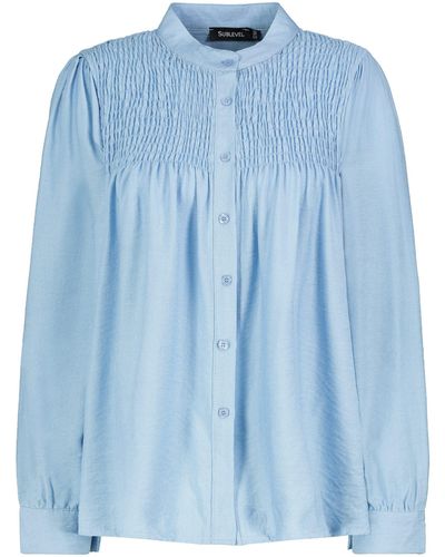 Sublevel Langarmbluse Bluse mit Kragen - Blau