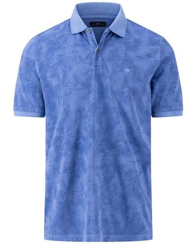 Fynch-Hatton Poloshirt Polo-Shirt mit sommerlichem Print - Blau