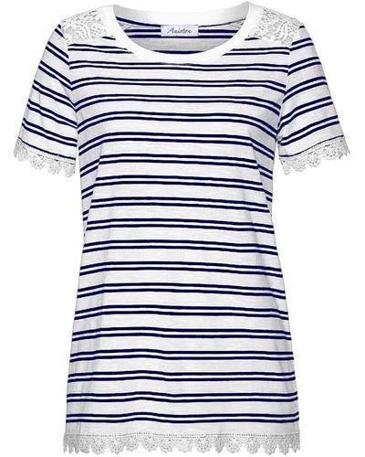 Aniston CASUAL CASUAL Print- ANISTON Shirt mit Spitze, weiß-marine - Blau