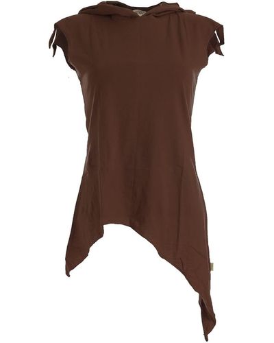 Vishes Zipfelkleid Zipfelshirt mit Zipfelkapuze aus Baumwolle Tunika, Ethno, Hippie, Goa Style - Braun