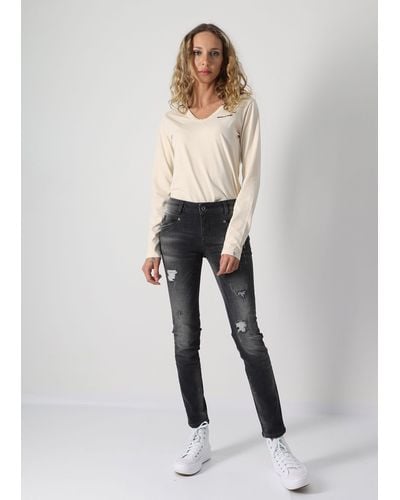 Miracle of Denim Skinny-fit-Jeans Suzy im Used Look - Weiß