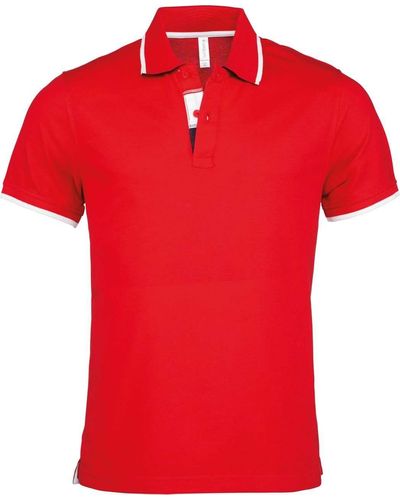 Kariban Polo-Shirt Poloshirt Basic Kontrast Kragen Kurzarm - Rot
