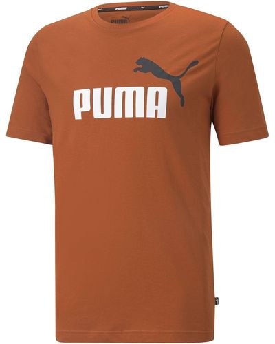 PUMA T-Shirt - ESS+ Essentials 2 Col Logo Tee - Braun