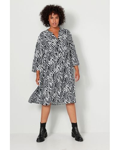Angel of Style Sommerkleid Kleid A-Line Animal-Muster Tunika-Ausschnitt - Grau