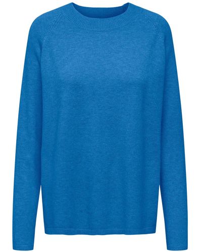 Jacqueline De Yong Strickpullover Basic Strick Pullover Stretch Sweater mit Schlitzen JDYMARCO 5647 in Blau