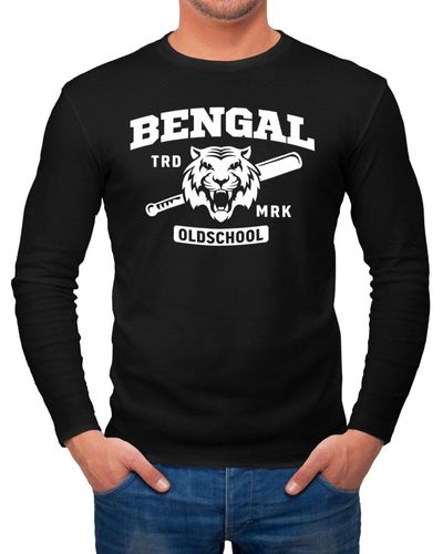 Neverless Longsleeve Bengal Tiger Baseball Sport USA Langarm-Shirt Fashion Streetstyle ® mit Print - Schwarz