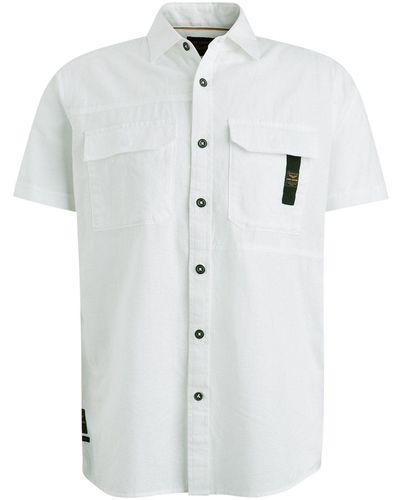 PME LEGEND Langarmhemd Short Sleeve Shirt Ctn/linen - Weiß