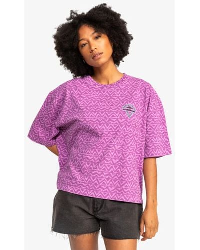 Quiksilver T-Shirt Boyfriend Crop Violet Heritage Geo - Lila