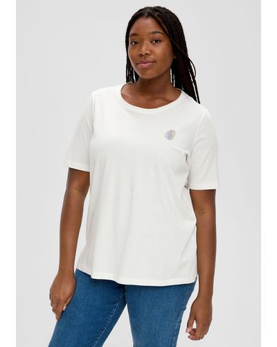 TRIANGL Kurzarmshirt T-Shirt mit gummiertem Print - Weiß
