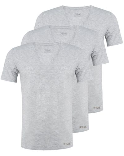 Fila T-Shirt 3er Pack V-Neck aus weichem Baumwolljersey - Weiß