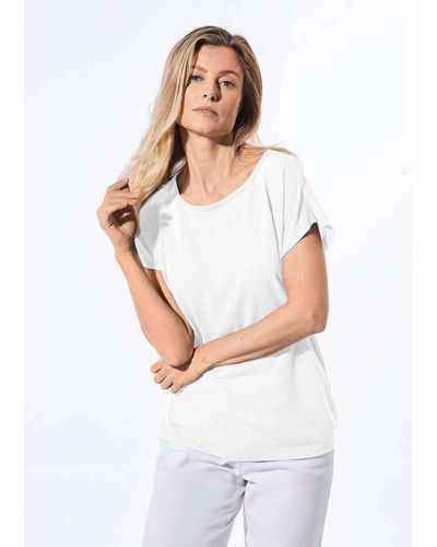 Goldner T- Kurzgröße: Shirt in Leinenoptik - Weiß