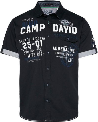 Camp Label Herren für | mit Used-Look David in Lyst Prints DE im Langarmshirt Blau