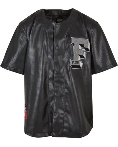 Fubu Langarmhemd College Leather Baseball Jersey (1-tlg) - Schwarz