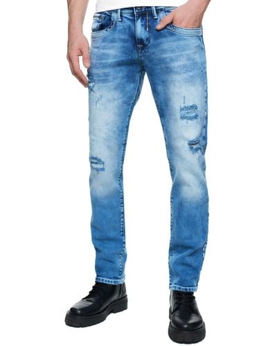 Rusty Neal Straight-Jeans ODAR Mit farblich abgesetzten Ziernähten - Blau