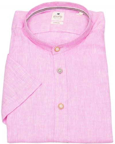 Pure Kurzarmhemd Slim Fit stark tailliert - Pink