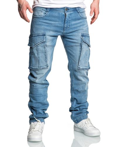 Amaci&Sons Cargojeans LINNDALE im Look Sweathose in Stretch Denim Jeans - Blau