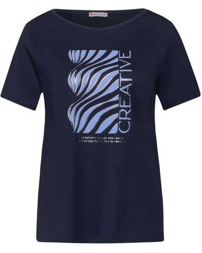 Street One T-Shirt LTD QR organic wave partprint - Blau