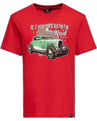 King Kerosin Shirt Hotrod Service (1-tlg) mit Retro-Artwork Print - Rot