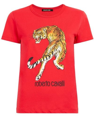 Roberto Cavalli Shirt RC TIGER PRINT LOGO ROT