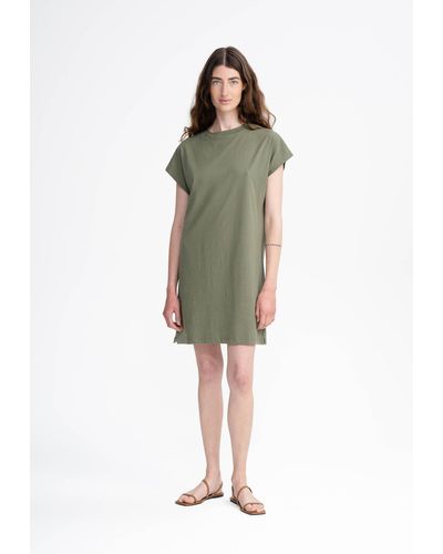 Mela Shirtkleid T-Shirt Kleid SUNEA Fein gerippter Kragen - Grün