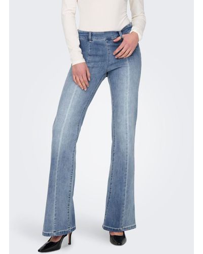 ONLY Bootcut-Jeans ONLWAUW MID FLARED ZIP CUT DNM - Blau