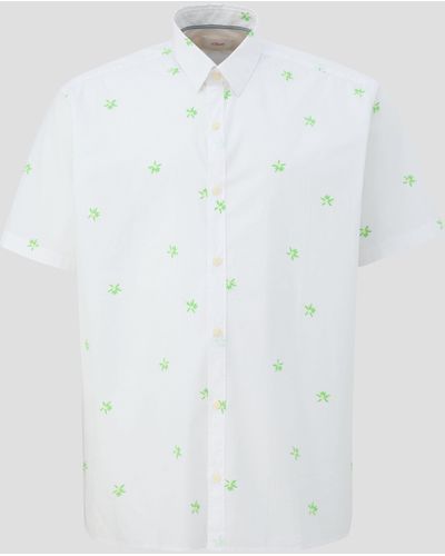 S.oliver Kurzarmhemd aus Baumwollstretch - Weiß