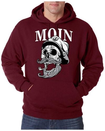 Youth Designz Kapuzenpullover Moin Captain Skull Hoodie Pullover mit modischem Spruch Print - Rot