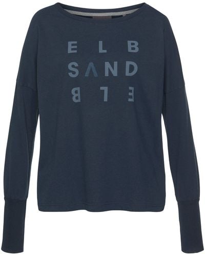 Elbsand Longsleeve Ingiara mit Logodruck vorne, Langarmshirt, sportlich-casual - Blau