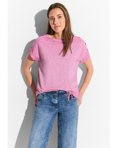 Cecil T-Shirt in Melange Optik - Lila
