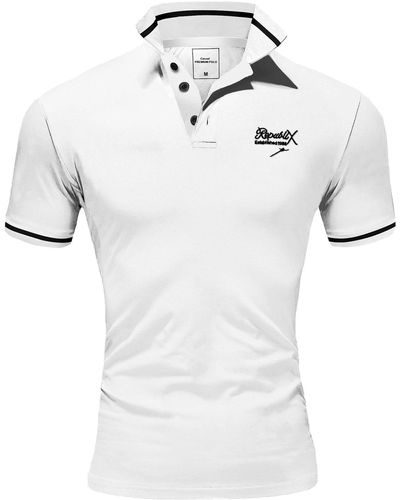 REPUBLIX Poloshirt GABRIEL Basic Kurzarm Kontrast Polo Hemd - Weiß