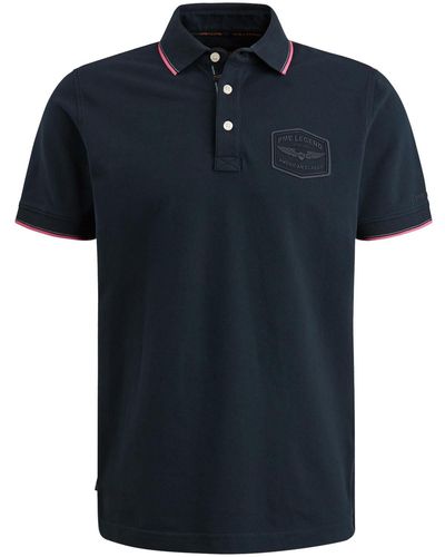 PME LEGEND T-Shirt Short sleeve polo Stretch pique pa - Blau