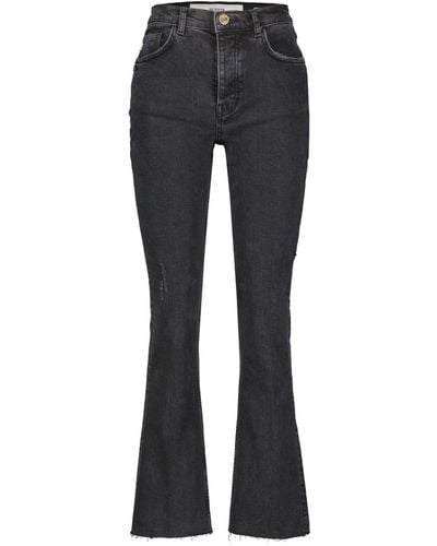 Goldgarn 5-Pocket- Jeans LINDENHOF FLARE (1-tlg) - Schwarz