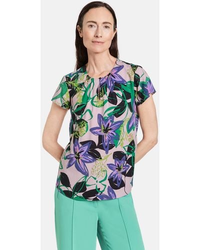Gerry Weber Klassische Bluse Blusenshirt mit floralem Dessin - Grün