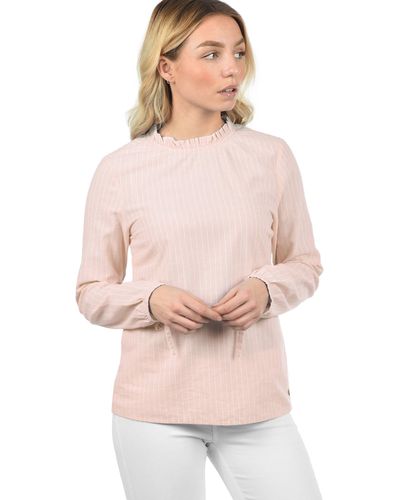 Blend She Langarmbluse Anni Bluse mit Frillkante am Ausschnitt - Pink