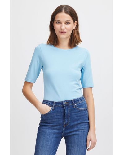B.Young T-Shirt Slim Fit Ellenbogen-Länge Rundhalsausschnitt 7530 in Blau