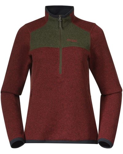 Bergans Kamphaug Knitted W Half Zip Sweater - Rot