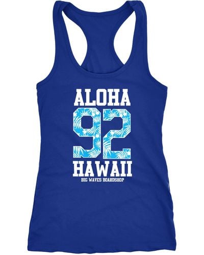 Neverless Tanktop Tank Top Aloha Hawaii Summer Palm Leafs Sommer Tropical Shirt ® - Blau