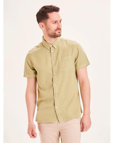 Knowledge Cotton Kurzarmhemd LARCH garment dyed SS custom fit shirt - Natur