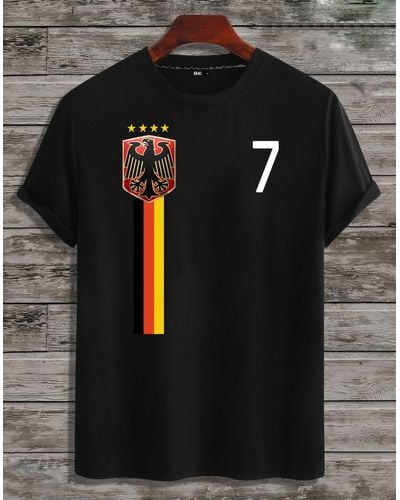 Rmk T- Shirt Trikot Fan Fußball Deutschland Germany EM WM aus gekämmter Baumwolle - Schwarz
