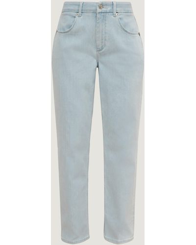 Comma, 5-Pocket- Relaxed: Straight leg-Jeans Waschung, Logo - Weiß