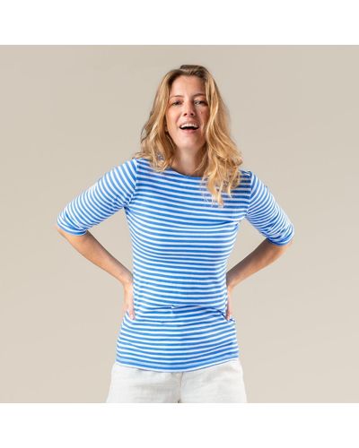 Living Crafts T-Shirt CHLOPEA Fließendes Single Jersey aus weichem Flammgarn - Blau