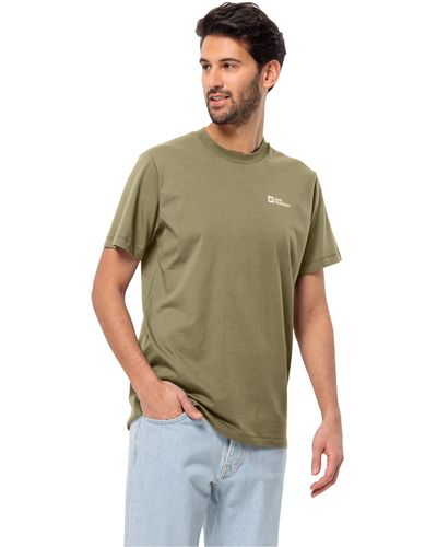 Jack Wolfskin ESSENTIAL M weiches, klassisches T-Shirt aus atmungsaktiver Bio-Baumwolle - Grün