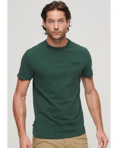 Superdry Rundhalsshirt Organic Cotton Essential Logo T-Shirt - Grün